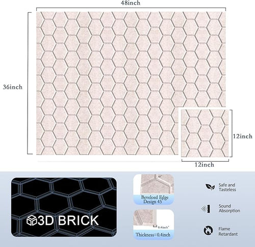 12Pack Acoustic Wall Panels, Honeycomb Self-Adhesive Sound Proof Foam Panels for Walls, High Density Decorative Hexagon Sound Absorbing Wall Tiles for Recording Studios, Home, 12"×12"×0.4", Camel