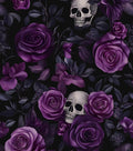 Gothic Dark Purple Skull Floral Wallpaper Peel and Stick 17.5"x393" | Self Adhesive/Removable/Waterproof/Thick Vinyl Vintage Contact Paper for Bathroom Bedroom Shelf Cabinet Drawer,Prepasted