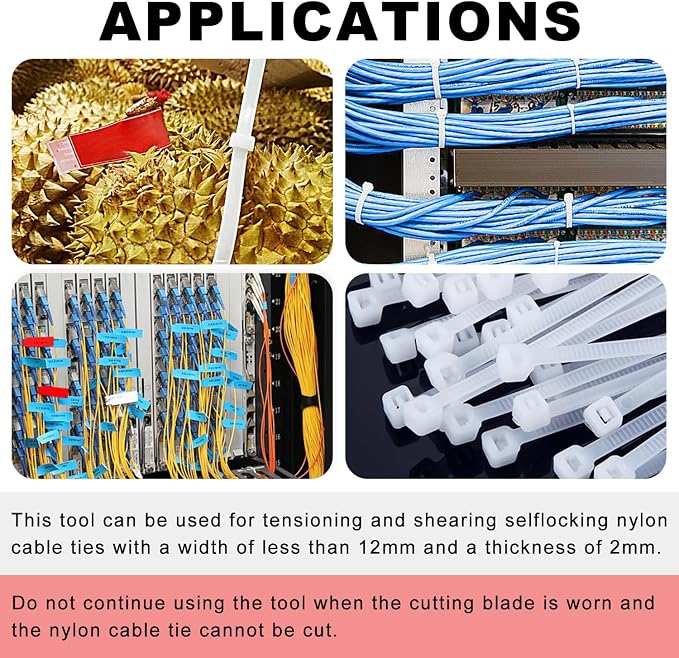 Zhushan Cable Tie Tool: Fasten and Cut Cables with Ease - Fits 2.8mm~12mm Nylon Ties