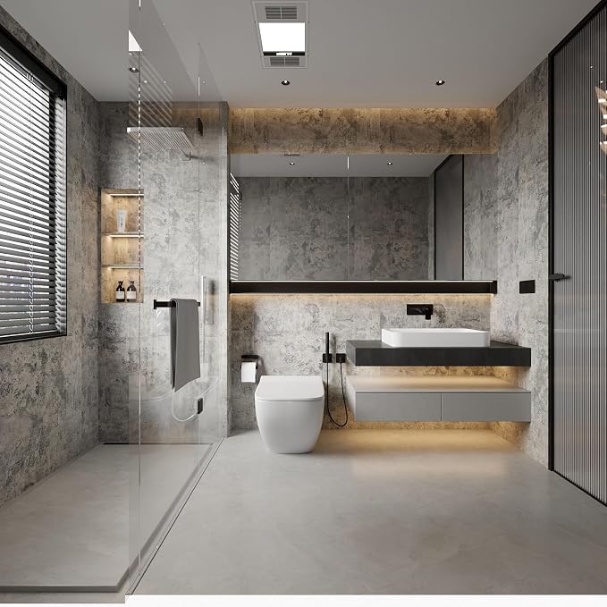 BAYYA Extra Wide Concrete Textured Wallpaper Peel Stick Light Grey Matte Thicken 31.5x197inch Retro Industrial Style Contact Paper Waterproof Self-Adhesive Cement Wall Sticker Vinyl Wrap Earthy Gray
