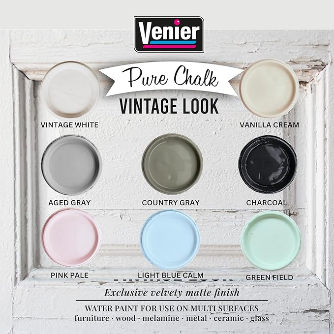 Chalk Pure Paint - for Furniture, Crafts, Home Decor - All-in-One – DIY – Eco-Friendly (Vintage [Country Gray]), (33.81 oz)…