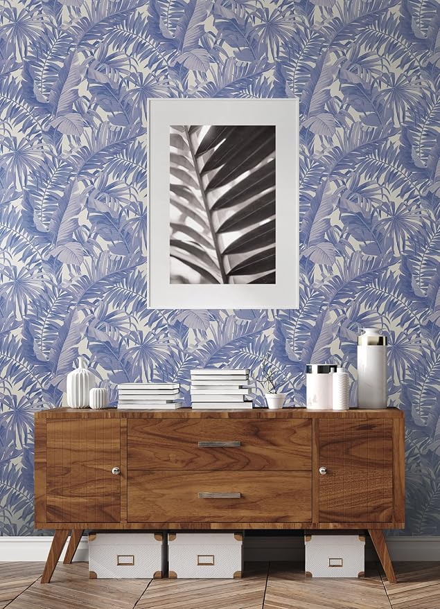 NuWallpaper NUS4623 Maui Peel & Stick Wallpaper, Periwinkle