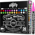 Loddie Doddie Liquid Chalk Markers - 24 Pack, 1mm Tip, Multicolor - Chalk Paint Finish - Vibrant Chalkboard Markers - Easy-Clean Wet Erase