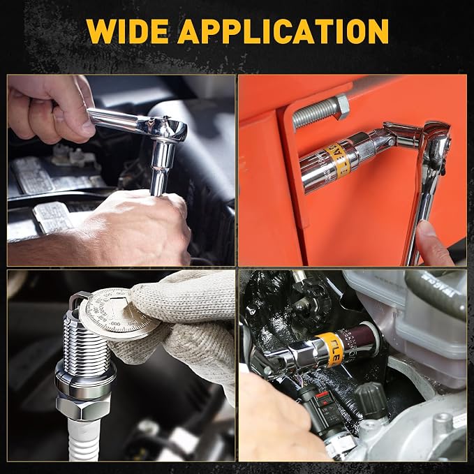 8-Piece 3/8" Drive Spark Plug Socket Set with Universal Joint, Spark Plug Gapper and 6" Extension Bar, SAE & Metric, 5/8", 3/4", 13/16", 14mm, 18mm, CR-V Sockets with Rubber Holding Rings
