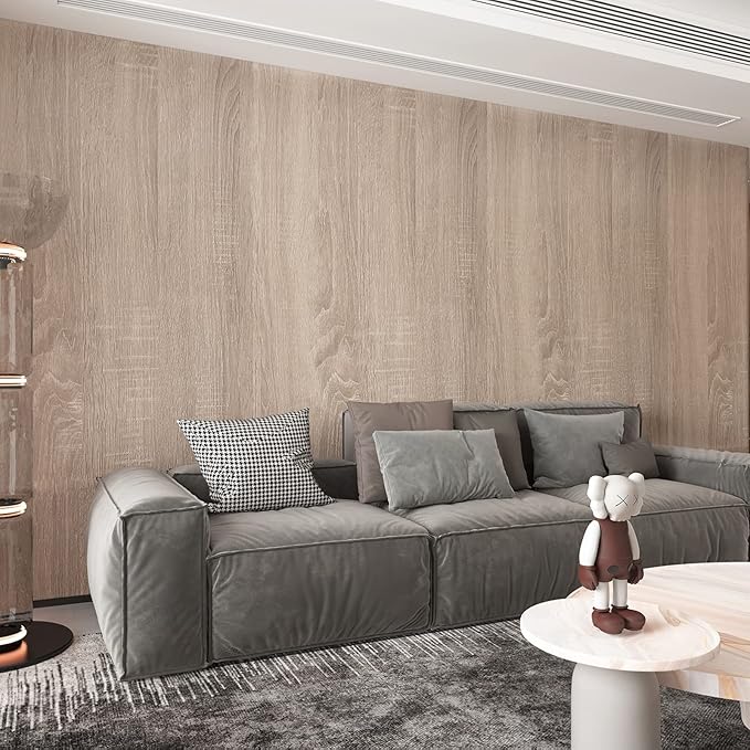 Oak Wood Peel Stick Wallpaper Gray Wood Look Contact Paper for Countertops | Boobest Waterproof Self Adhesive Removable Wood Grain Contact Paper for Classroom Office Furniture Wooden Vinyl Wrap
