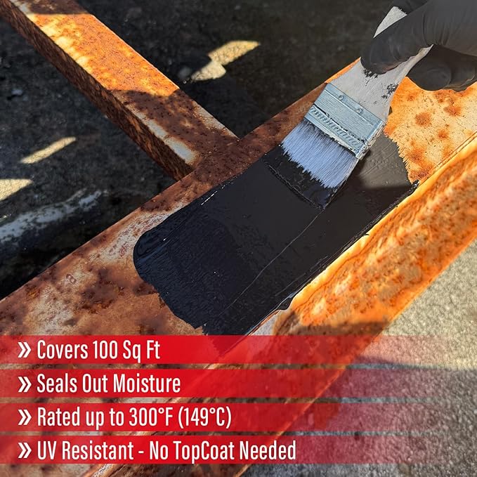 2 in 1 Rust Converter & Metal Primer, 35 oz Black Rust Reformer Paint for Metal, Frame, Trailer, Truck, Car Chassis, Heat-Resistant Rust Encapsulator & Inhibitor with Long-Term Protection,Matte Black