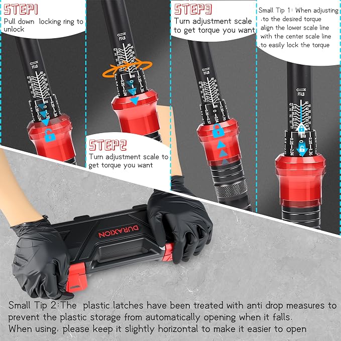 3/8-Inch Drive Torque Wrench 5-50ft.lb/6.8-67Nm | ±3% Precision Dual Direction Torque Wrenches with 72-Tooth Dual Range Scales