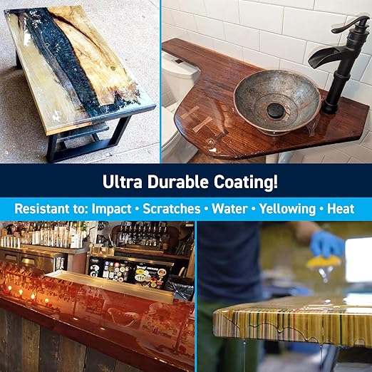 TotalBoat Table Top Epoxy Resin Kit - 1 Gallon Crystal Clear Epoxy with High Gloss & UV-Resistance - Easy 1:1 Ratio for Bar and Table Coating, Woodworking, and Resin Art Casting