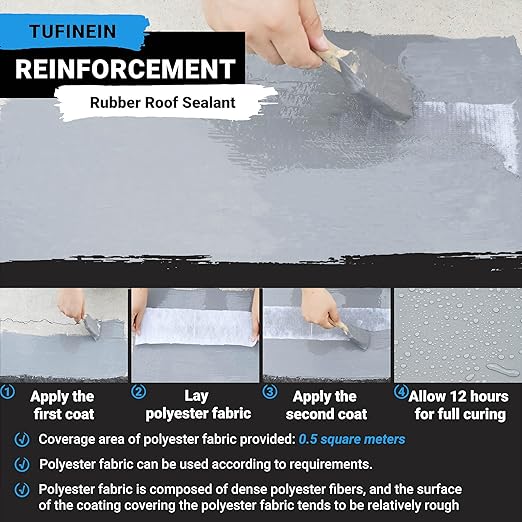 Rubber Liquid Waterproof Sealant, TUFINEIN 53oz/1.5kg Neutral Gray Quick Drying Multi Surface Foundation Leak Repair - Roof Gutters Basement Sealer Waterproof - Indoor & Outdoor Flexible Rubber Paint