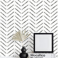 Rugreat Black Herringbone Peel and Stick Wallpaper Modern 393inL17.3inW | Stripe Contact Paper for Cabinets Neutral Self Adhesive Removable Wallpaper for Bedroom Bathroom Waterproof Black and White