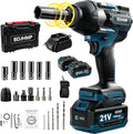 Cordless Impact Wrench 1/2 Inch, Brushless Impact Gun 1500 N.m/1106ft-lbs | Compatible with Makita 18V Batteries, 3000 RPM, 4 Speeds, Built-in LED, Impact Driver for Car Home, Blue With Battery