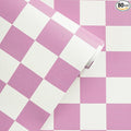 Yasinet Pink Peel and Stick Wallpaper Checkered Wallpaper Modern Pink and White Checkerboard Contact Paper Girl Bedroom Removable Self Adhesive Wall Paper Waterproof for Bathroom Vinyl 17.3" × 393.7“