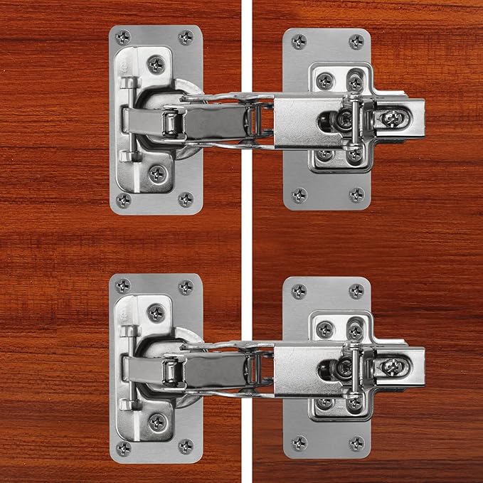 TamBee Cabinet Hinge Repair Plate Kit, Stainless Steel Fixing Plates for Cupboard Door Replacement Rust Resistant Easy to Install, 12 Pcs