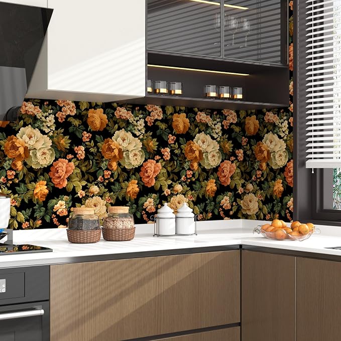 Fvlow Vintage Peony Floral Peel and Stick Wallpaper 17.4" x 788" | Renter Friendly, Removable & Waterproof, Vinyl Easy Install for Bedrooms, Bathrooms, Kitchens, Cabinets and Home Decor