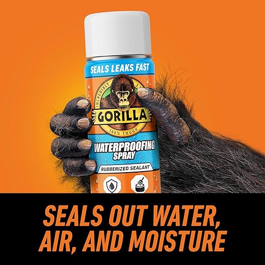 Gorilla Waterproofing Spray, Rubberized Sealant, White, 14 Ounce (Pack of 6) - Seals Out Water, Air, and Moisture