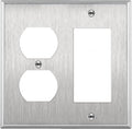 ENERLITES Combination Duplex Receptacle Outlet or Decorator Light Switch Metal Wall Plate, Corrosive Resistant, Size 2-Gang 4.50" x 4.57", 772131, 430 Stainless Steel, UL Listed, Silver