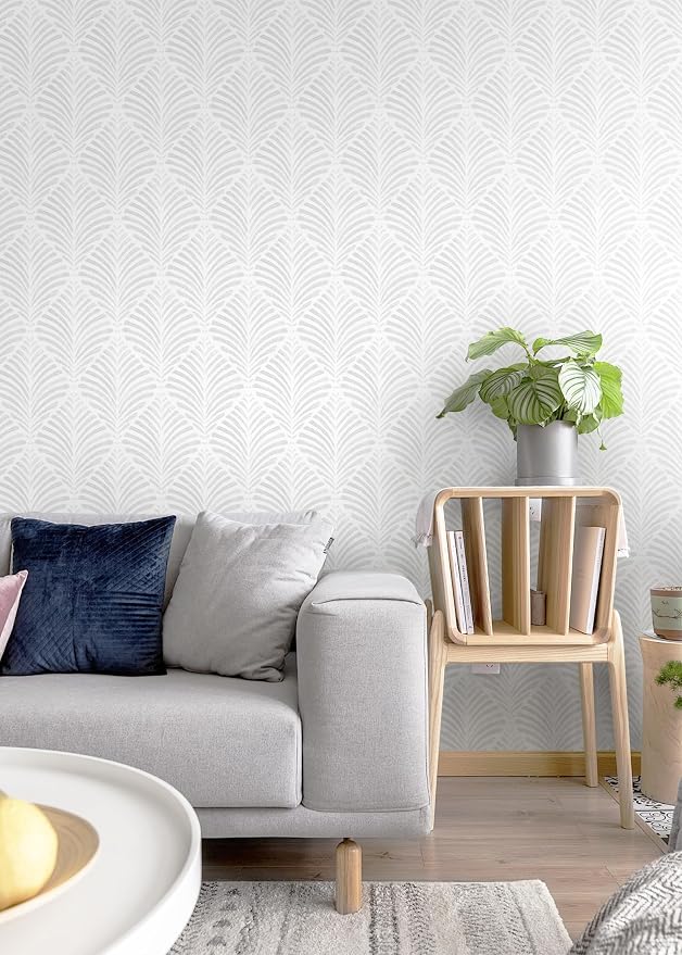 Safiyya Peel and Stick Wallpaper Boho Contact Paper 17.3"x393" Light Grey Geometric Modern Wall Paper Self Adhesive Removable Wallpaper for Bedroom Vinyl Rolls
