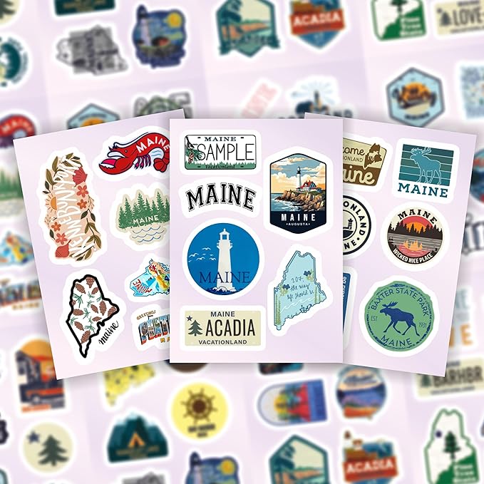 BulbaCraft Maine Stickers for Water Bottle and Laptop - State Souvenirs, Decorations & Gifts, Waterproof Vinyl Decals, Gifts for Women & Men