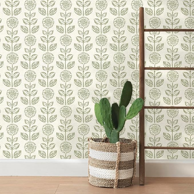 Wudnaye Vintage Floral Peel and Stick Wallpaper Beige Floral Contact Paper 17.7in × 196.8in Tulip Self Adhesive Wallpaper Boho Flowers Removable Waterproof Wall Paper for Bathroom Bedroom Decorative