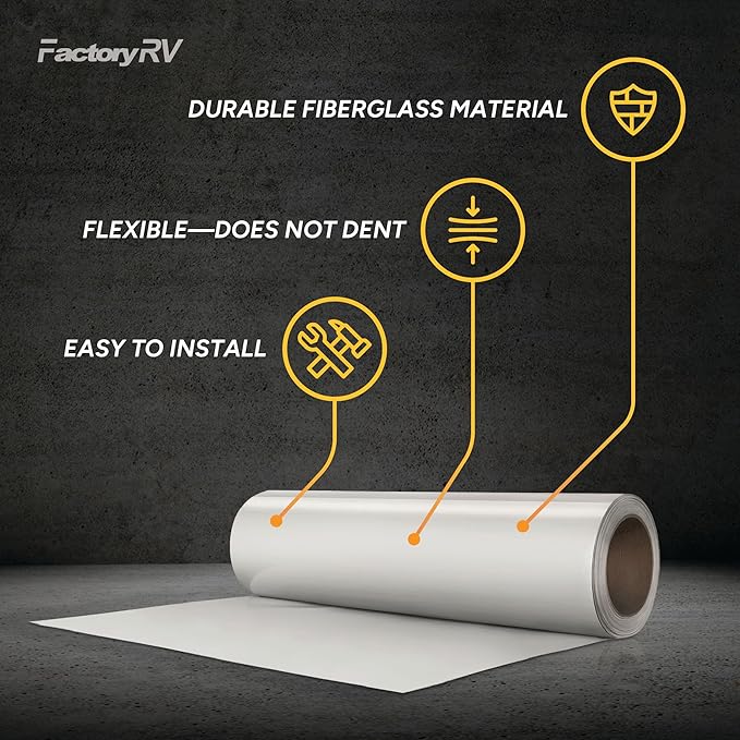 Tough Grade 8.5 Arctic White RV Fiberglass Sidewall | Roofing Product (35 Foot)