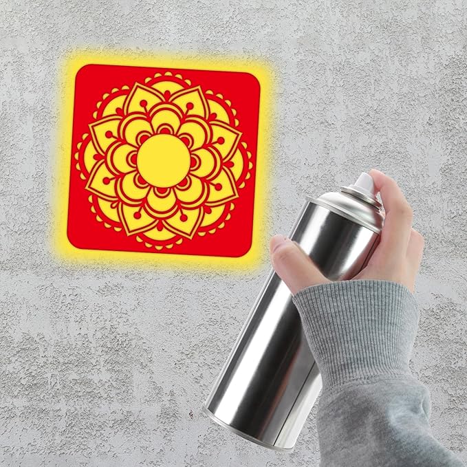 36pcs Mandala Drawing Stencils for 8 Inch Sidewalk Chalk Stencils Painting Large Washable Reusable Mandala Themed Primary Shape Template for Toddlers Preschool