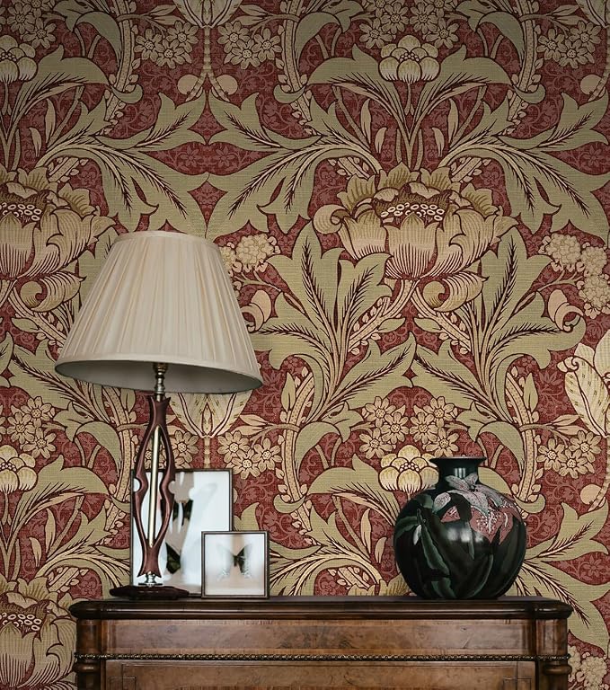 NextWall Acanthus Floral Peel and Stick Wallpaper (Red Clay & Lichen)