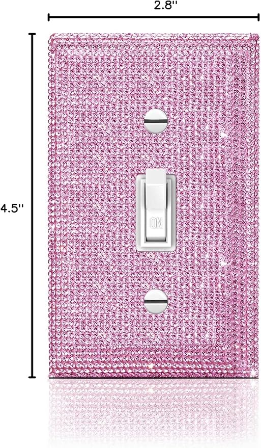 Silver Shiny Pink Rhinestones Light Switch Cover Plate Decorative Wall Plate Rhinestones Single Light Switch Cover