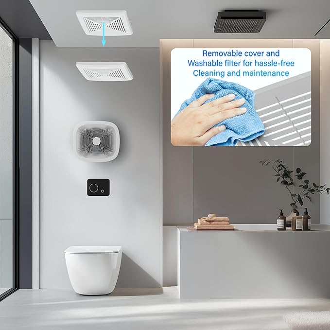 50CFM Bathroom Exhaust Fan: Retrofit Ceiling Bath Vent Fan with Grille, Wall Mount Ventilation Fan for New Building Multi Family, Condo, Apartment and Hotel, ETL, White, 1 Pack