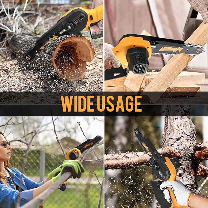 Mini Chainsaw 6-Inch with 2 Battery Powered Mini Electric Chain Saws Cordless Handheld Portable Small Power Only Cut Under 3 inch Fresh Wood
