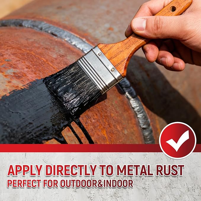 Rust Converter for Metal, 2 in 1 Rust Converter Paint& Primer, Converts Rust to Long-Lasting Protective Coating for Car, Trailer, Truck Frame, Chassis, Mort, Automotive Rust Reformer, Heat Resistance & UV Resistant ,Black 35 oz