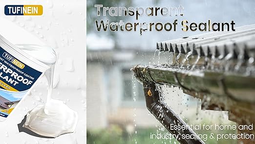 Waterproof Sealant 5 Gallon Clear, TUFINEIN Transparent Waterproof Coating Water-Based Invisible Agent Roofs, Walls, Garden, Terraces Indoor & Outdoor