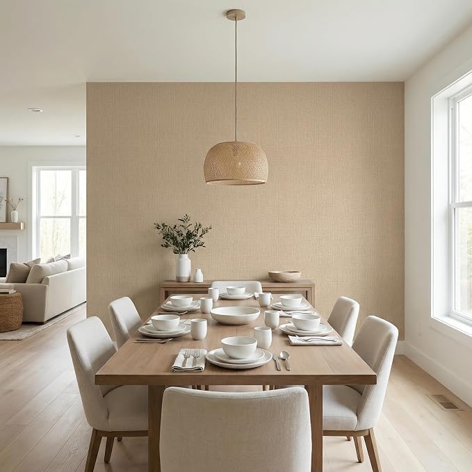 WADILE Grasscloth Peel and Stick Wallpaper 15.7in x 787.4in, Textured Contact Paper for Cabinets, Faux Linen Wall Paper Pull and Stick, Fabric Vinyl Wallpaper Self Adhesive Khaki | Textured contact paper, Faux linen, Vinyl material, Cabinets, Self adhe...