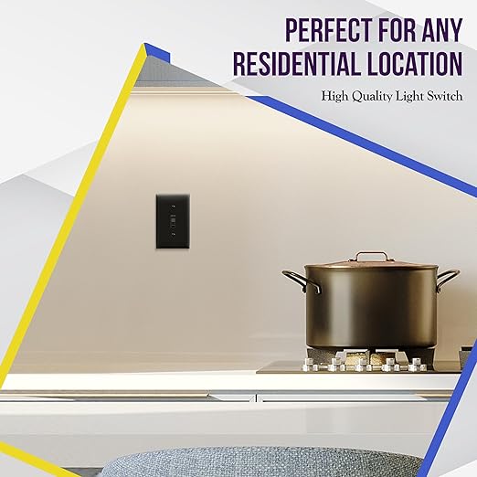 ENERLITES 4-Way Toggle Light Switch with Wall Plate, Four Way, Side Wiring, Copper Wire Only, Grounding Screw, Residential Grade, 15A 125VAC 60Hz, UL Listed, 84150-BKWP, Black