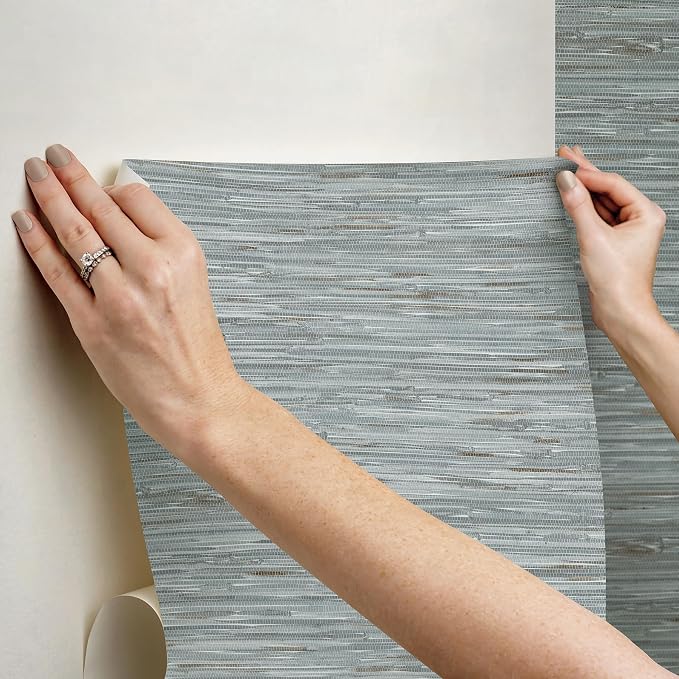 NuWallpaper Multicolor Grassweave Peel and Stick Wallpaper, Multicolor Grassweave Removable Contact Paper for Walls, Self Adhesive Wall Covering for Bedroom Living Room Accent Wall