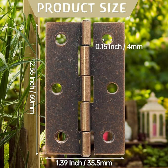 Murtenze 6 Pack 2.5 Inch Door Hinge Cabinet Hinge,Copper Butt Hinges Ball Bearing Window Outdoor Hinges with Mounting Screws