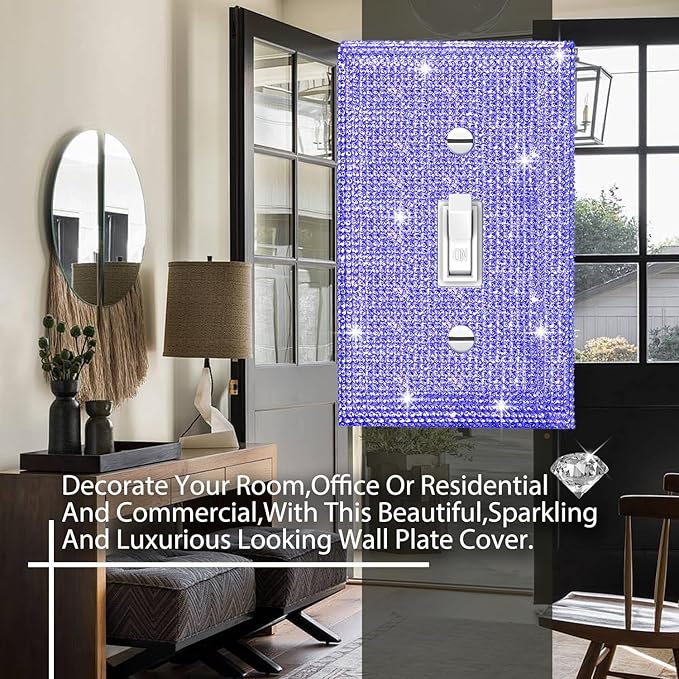 Shiny Purple Single Toggle Light Switch Plate Wall Plates Light Switch Cover Plate Decorative Switch Covers Purple Rhinestones Wall Plate