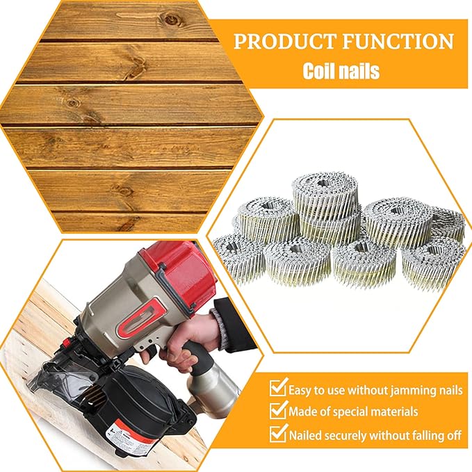 GXYWADY 3600Pcs Wire Coil Siding Nails 0.092 x 1-3/4 In Hot-Dip Galvanized Paint-Dipped Ring Shank Inclined 15 Degree Full Round Head Siding Nails of Lathing and Sheathing Materials