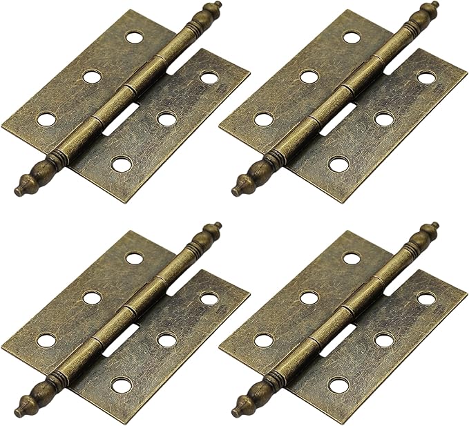 4Pcs Antique Bronze Folding Butt Hinges, Vintage Brass Hinges for Cabinet, Door, Window, Wooden Box, Chest, Cupboard, Furniture Hardware, Size 2.16" x 1.57"
