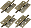 4Pcs Antique Bronze Folding Butt Hinges, Vintage Brass Hinges for Cabinet, Door, Window, Wooden Box, Chest, Cupboard, Furniture Hardware, Size 2.16" x 1.57"