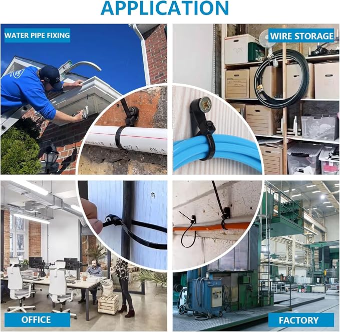 200 PCS 12 inch Brown Zip Ties with Screw Hole 70lbs Mountable head Cable Ties Straps Multipurpose Heavy Duty Nylon Cable Zip Ties with Screw Mounting Hole