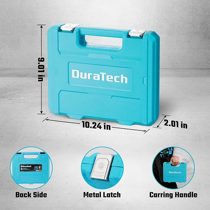 DURATECH 3/8" Drive Impact Swivel Socket Set, 16 Pcs Shallow Wobble Sockets | 8-24mm, Metric, Universal Joint Socket Set, Cr-Mo Steel, 6 Points, Organized in Sturdy Storage Case