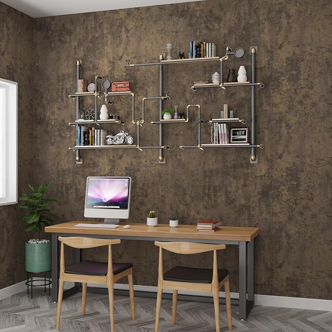 TOTIO Dark Brown Concrete Cement Wallpaper Peel and Stick Tan Countertop Contact Paper Retro Industrial Style Wall Paper 16x590inch Bubble-Free Design Matte Thicken Waterproof Self-Adhesive Vinyl Wrap
