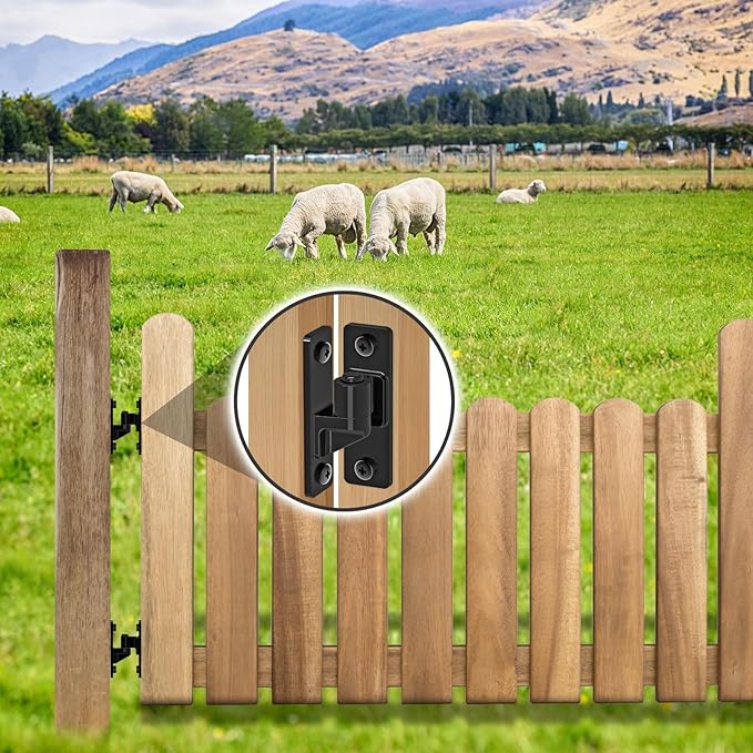 Heavy Duty 4.9" Gate Hinges, Steel Hinges with Electroplated Coating, 2‑Pack Wall‑Mount Female & Male Hinges for Fences & Farm Gates, 600 lbs Capacity