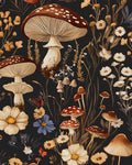 BOKEBEVE Mushoroom Wallpaper Peel and Stick Boho Black Brown 17.5 x 118In | Removable Self Adhesive Renter Friendly Vintage Floral Wall Paper for Bedroom Bathroom Cabinet Drawer Feature Accent Wall