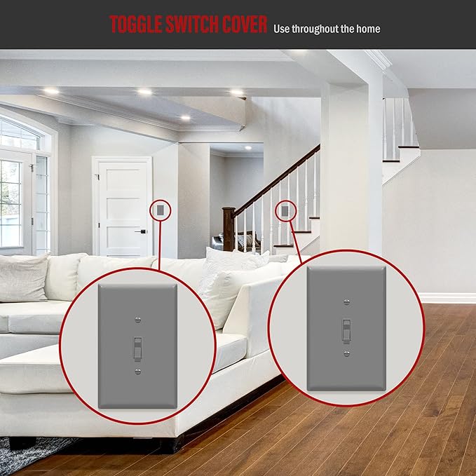 ENERLITES Toggle Light Switch Wall Plate, Gloss Finish, Jumbo Switch Cover, Oversized 1-Gang 5.5" x 3.5", Unbreakable Polycarbonate Thermoplastic, 8811O-GY, Gray