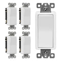 ENERLITES 4-Way Decorator Light Switch, Four Way Rocker Switch, Gloss Finish, Ground Wire Lead Attached, Residential/Commercial Grade, 15A 120V/277V, UL Listed, 94150-W-5PCS, White, 5 Pack