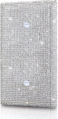Silver Shiny Silver Rhinestones Wall Plates Light Switch Cover Plate Decorative 3 Gang Wall Plate Bling Light Switch Cover