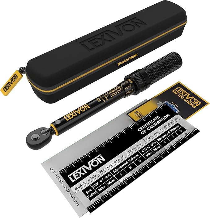 LEXIVON Bike Torque Wrench 1/4-Inch Drive, Newton Meter | 72-Tooth Gear, Dual-Direction Click Type, 2-26 Nm (17.7-230.1 in-lb) | Portable for Road & Mountain Bicycles (LX-190)