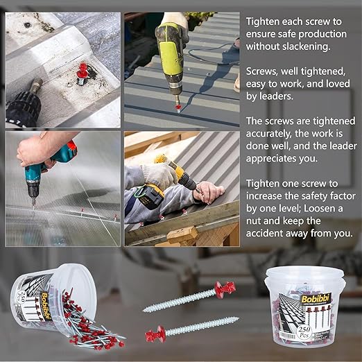 Metal Roofing Screws 10 x 2-1/2 inch, Red Hex Head Sheet Metal Roof Screw with EPDM Washer for Corrugated Roofing (250Pcs)