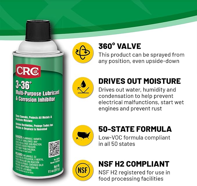 CRC 3-36 Multi-Purpose Lubricant & Corrosion Inhibitor, 11 Wt Oz, (Pack of 12), 03005CS